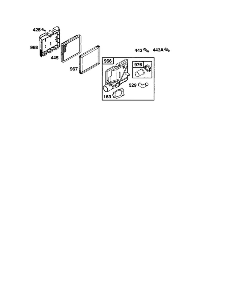 Base-Air Cleaner Diagram and Parts List for 120600-120699 0100-0110-0111 Briggs and Stratton Engine